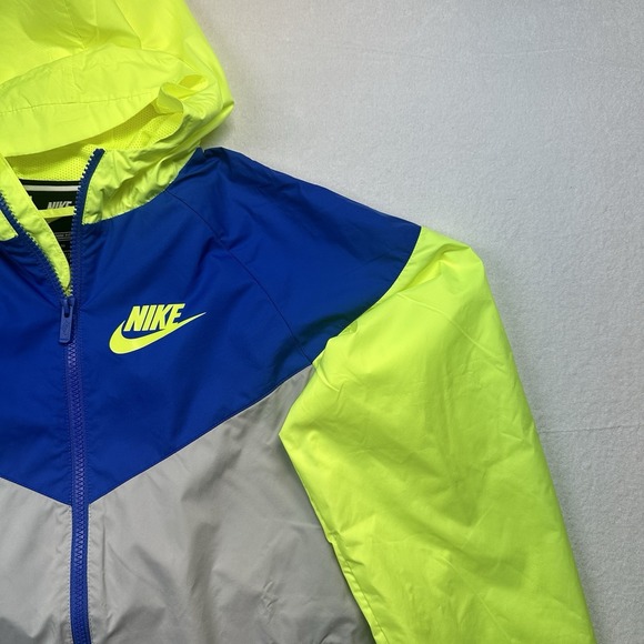 Vintage Nike Windbreaker Jacket XL Gray Blue Volt Just Do It Colorblock Hooded - Picture 5 of 15